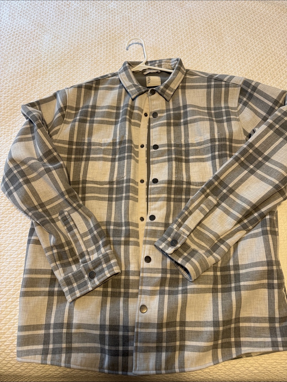 Vuori Men's Gray & Cream Plaid Button-Up Shirt Jackey